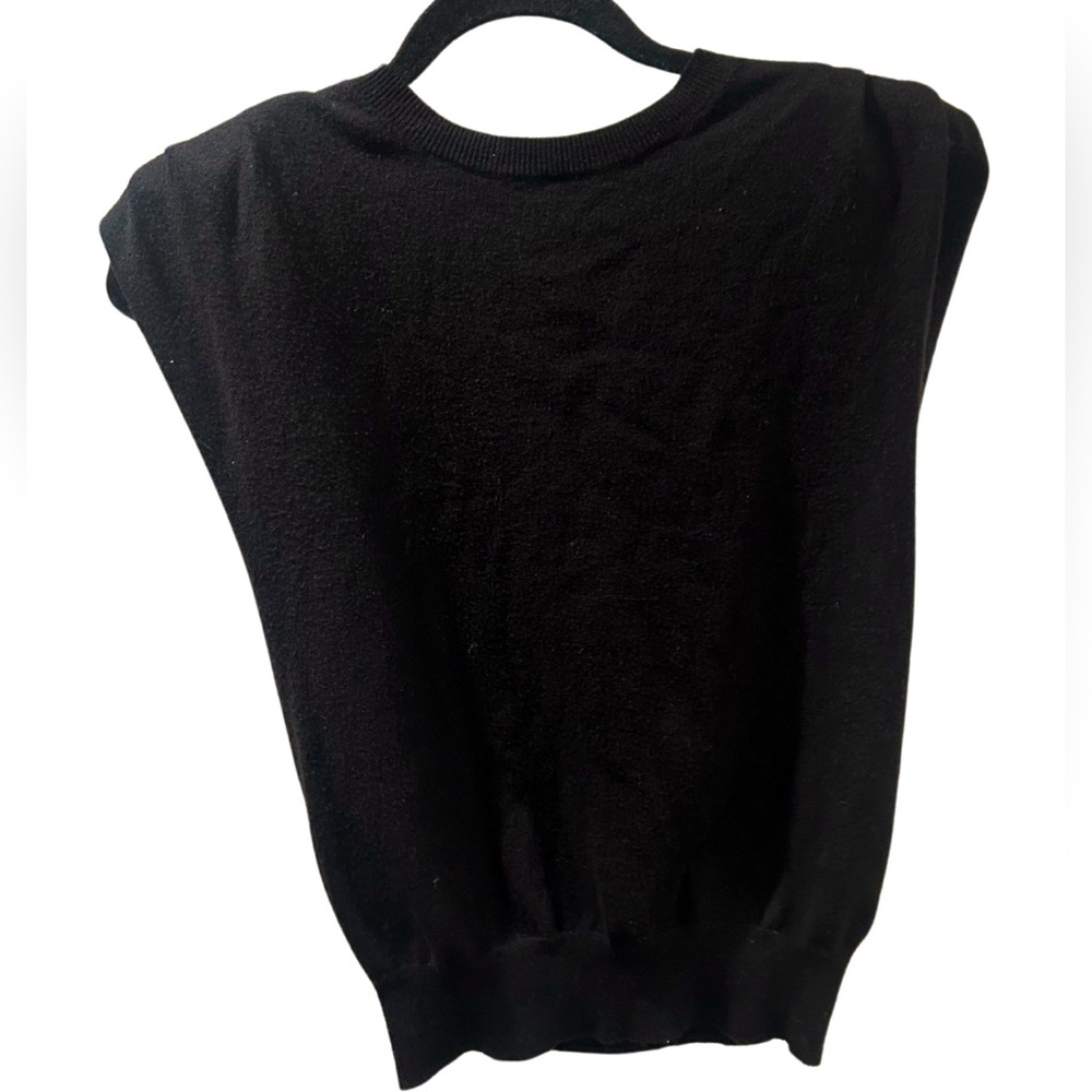 Evereve Shoulder Pad Cap Sleeve Black Sweater Top | Size XS